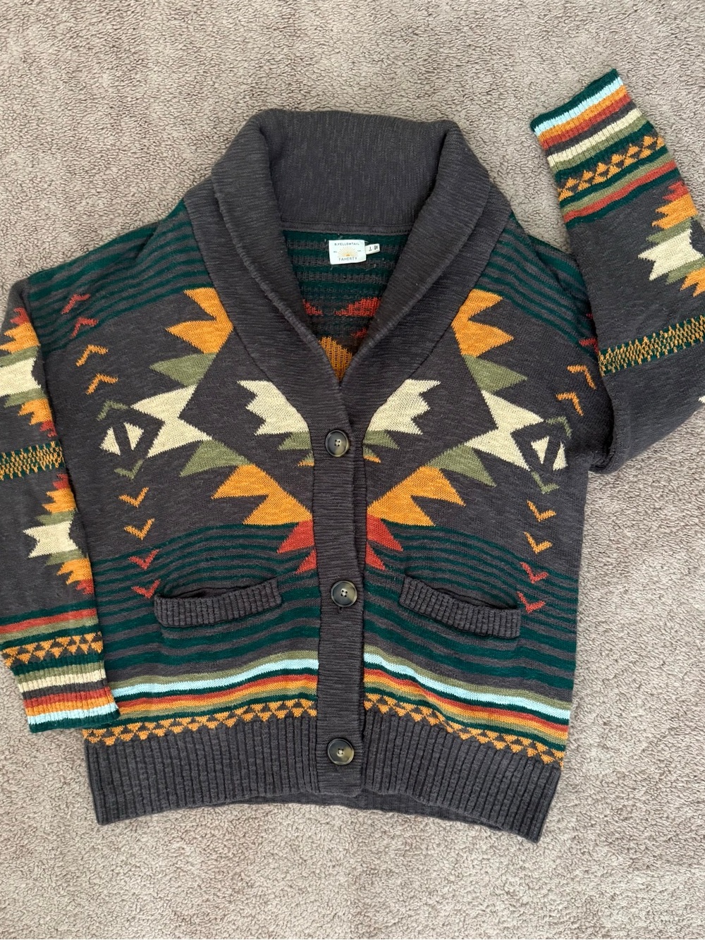 Faherty B. Yellowtail Southwestern Boho Patterned Cardigan Organic Cotton